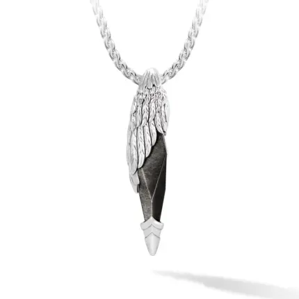 Seraph Wing Silver Obsidian Necklace