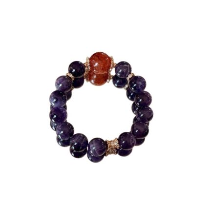 Natural Dreamy Amethyst Red Glue Flower Bracelet